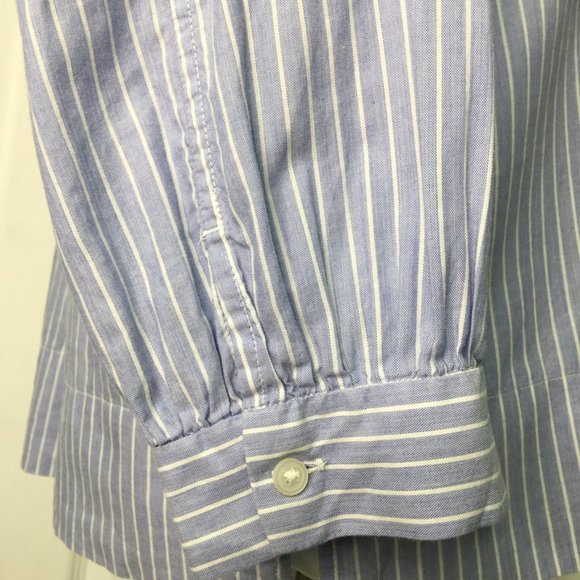 Everlane Women's V Neck 3/4 Sleeve Button Down Striped Blouse Top Shirt 0 Blue - Picture 5 of 12